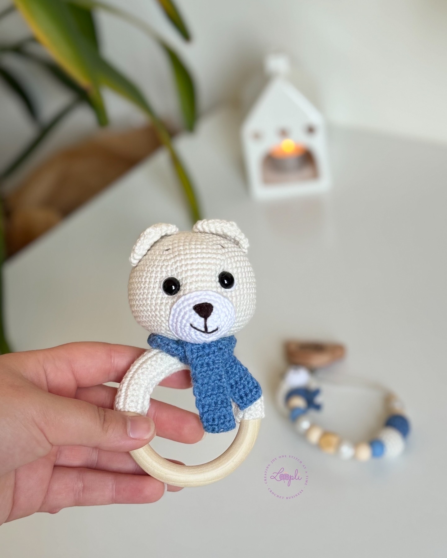 Bear Rattle Blue Scarf A